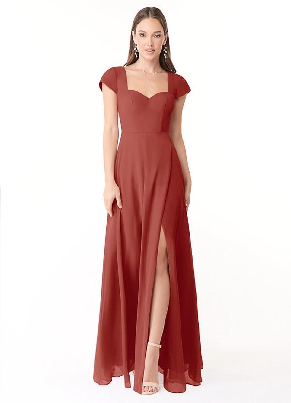 NWT Dark Orange Sleeve A Line Formal Dress Plus 18 Bridesmaid Wedding Guest